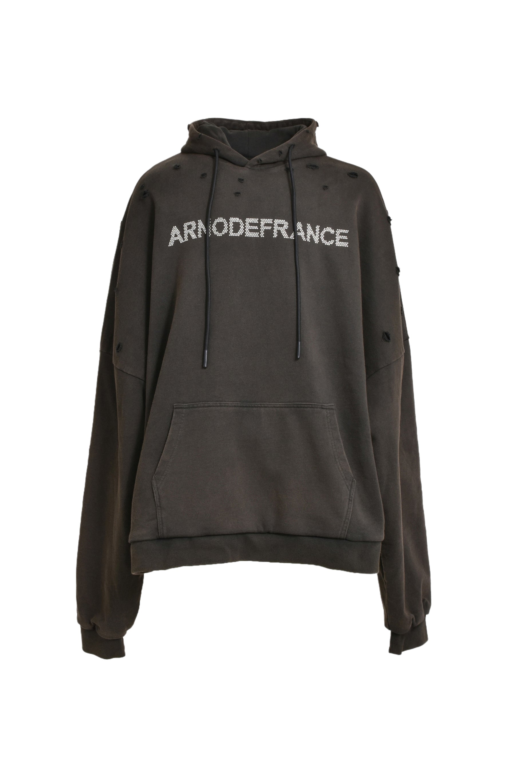 MEGA HOODIE 'ARNODEFRANCE STUDS' / WASH BLK