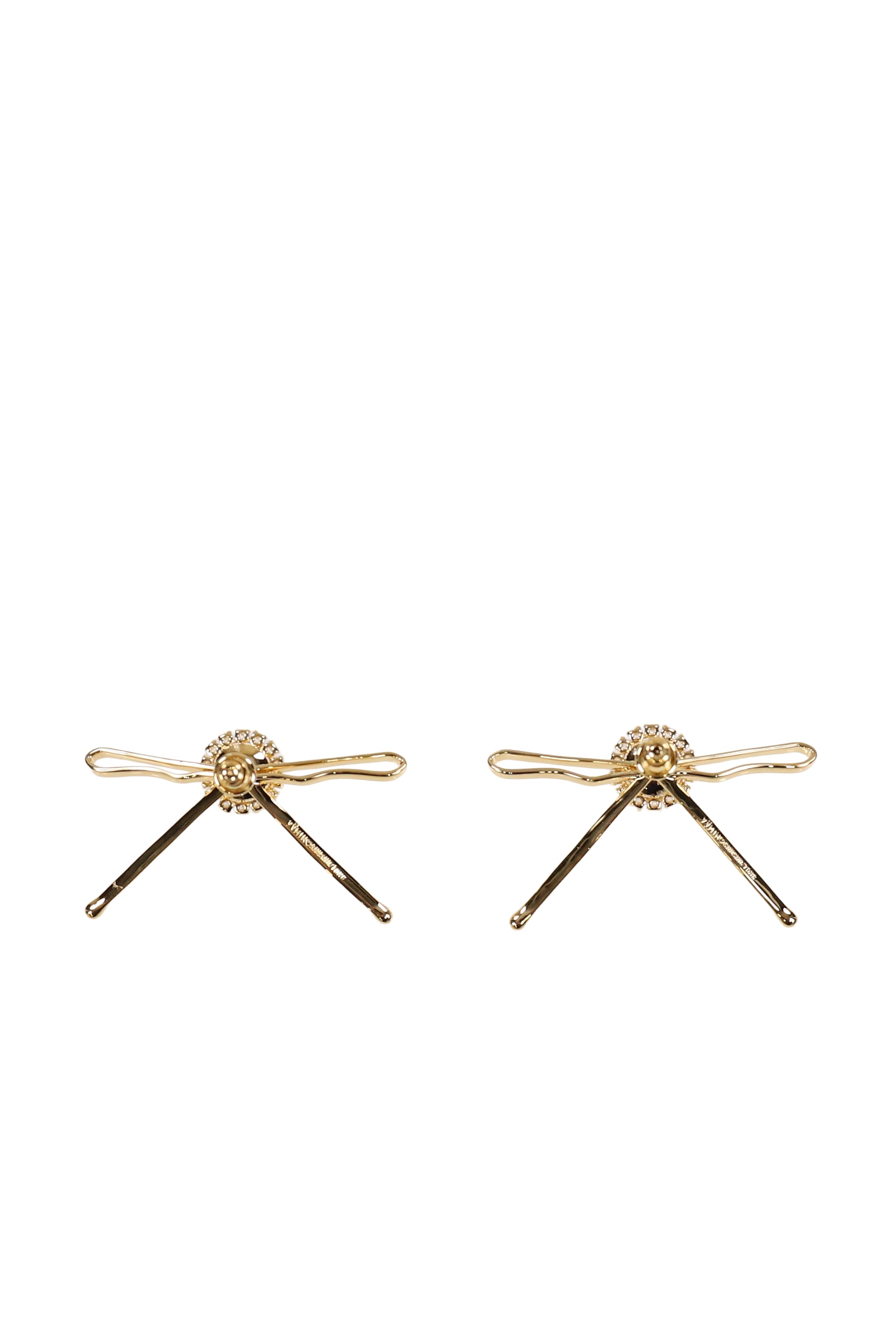 HAIR CLIP PATCHWORK BOW PEARL STUD EARRINGS / GOLD