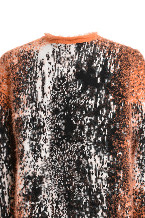 GRADIENT HAIRY KNIT SWEATER / ORG WHT BLK