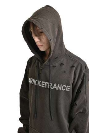 MEGA HOODIE 'ARNODEFRANCE STUDS' / WASH BLK