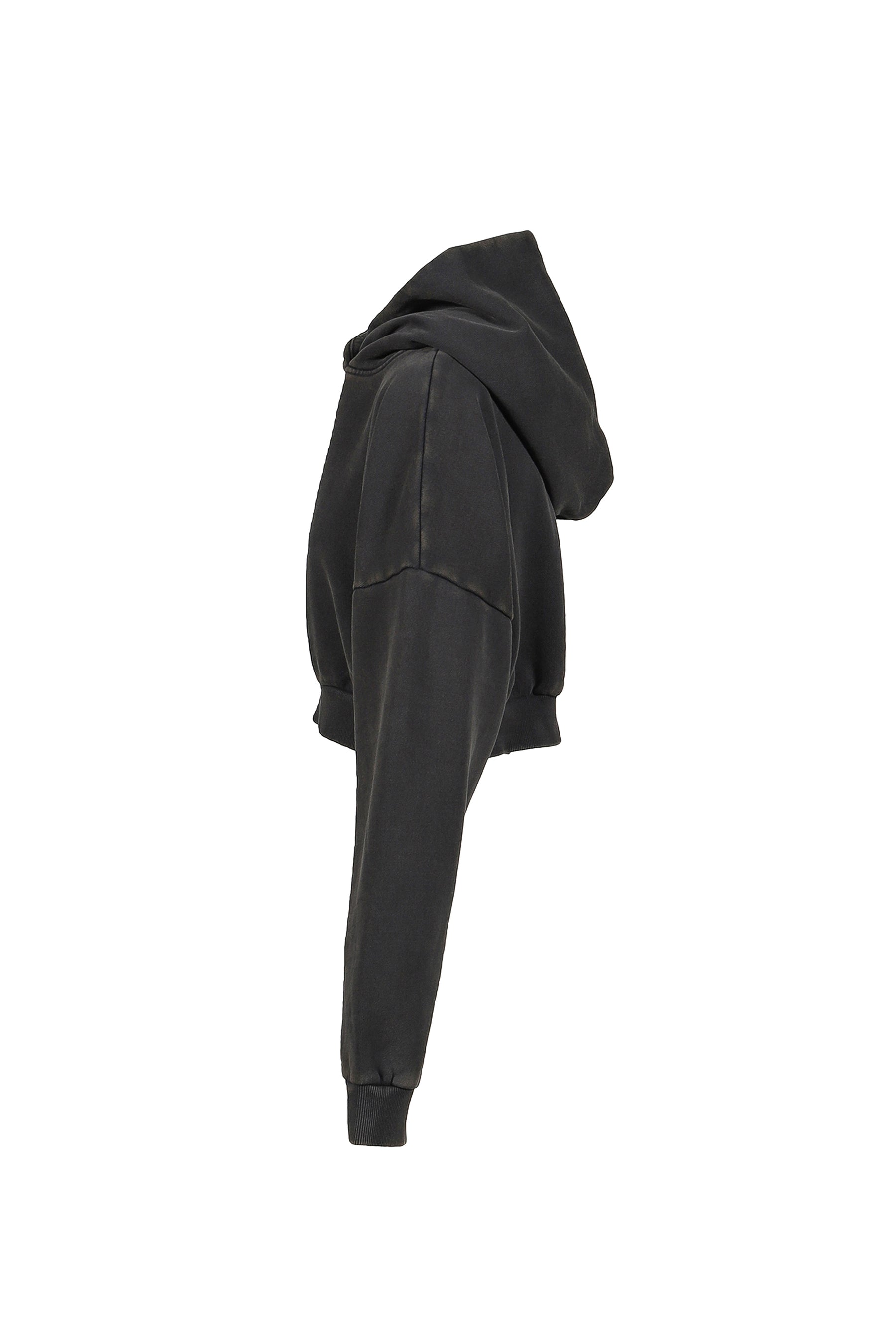 CROPPED HEAVY HOOD / WASHEDBLK