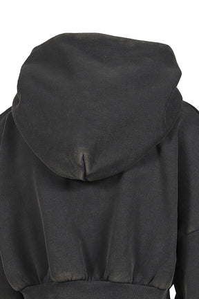 CROPPED HEAVY HOOD / WASHEDBLK