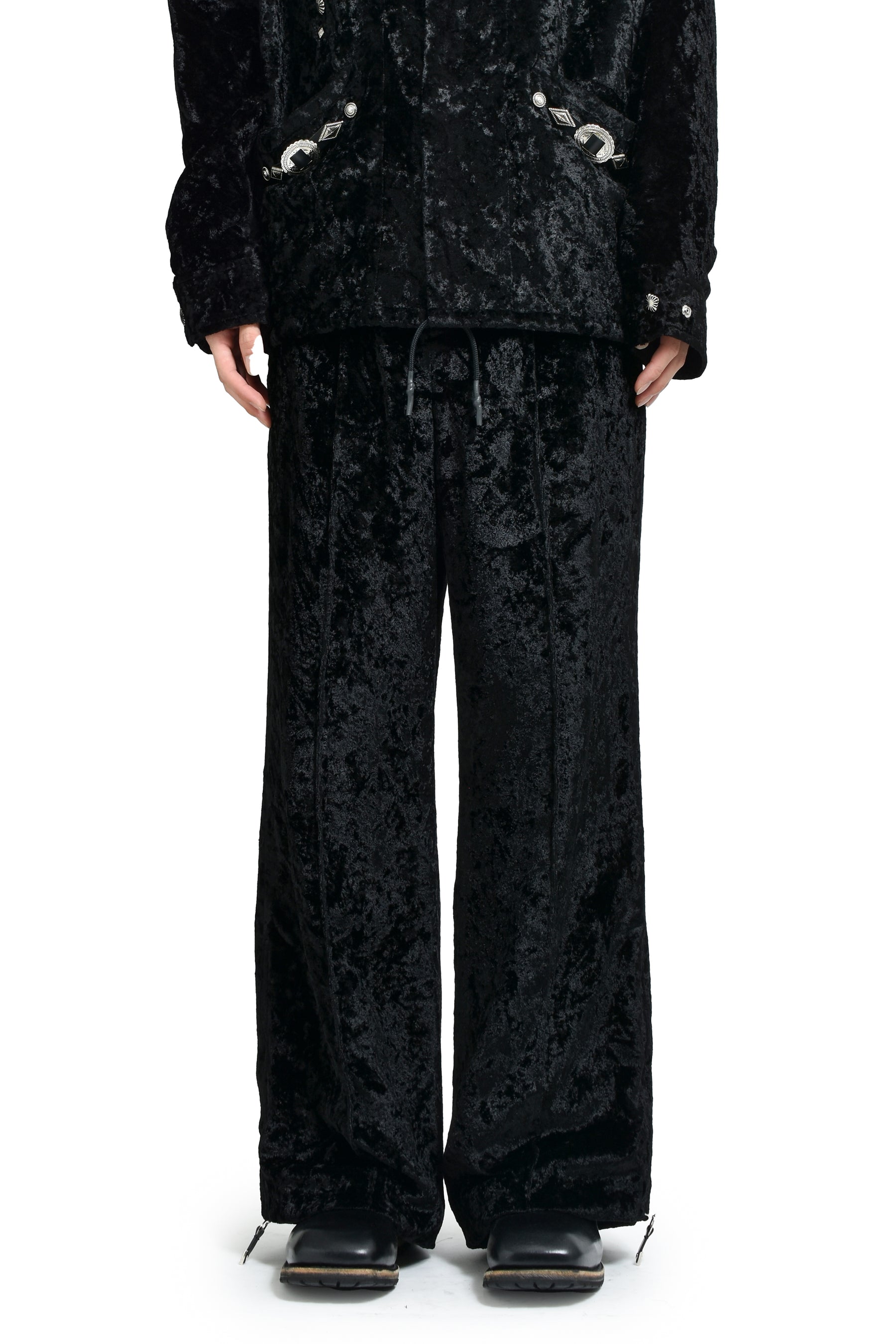 CRUSH VELVET PANTS / BLACK 