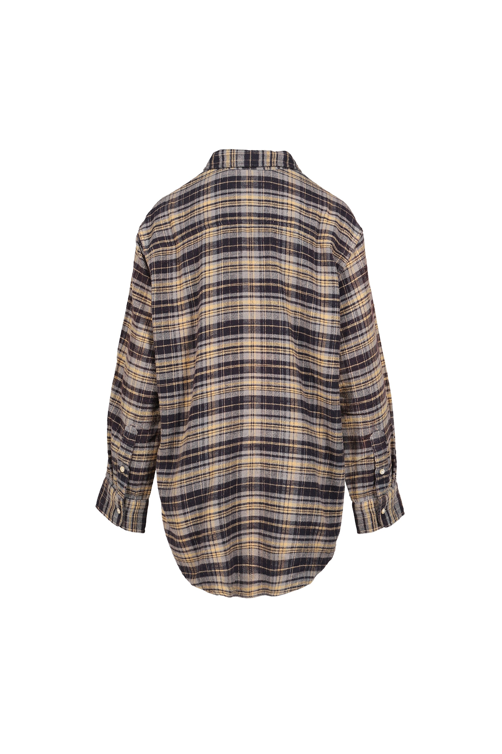 CHINCHED OFF SHOLDER SHIRT / BLU PLAID