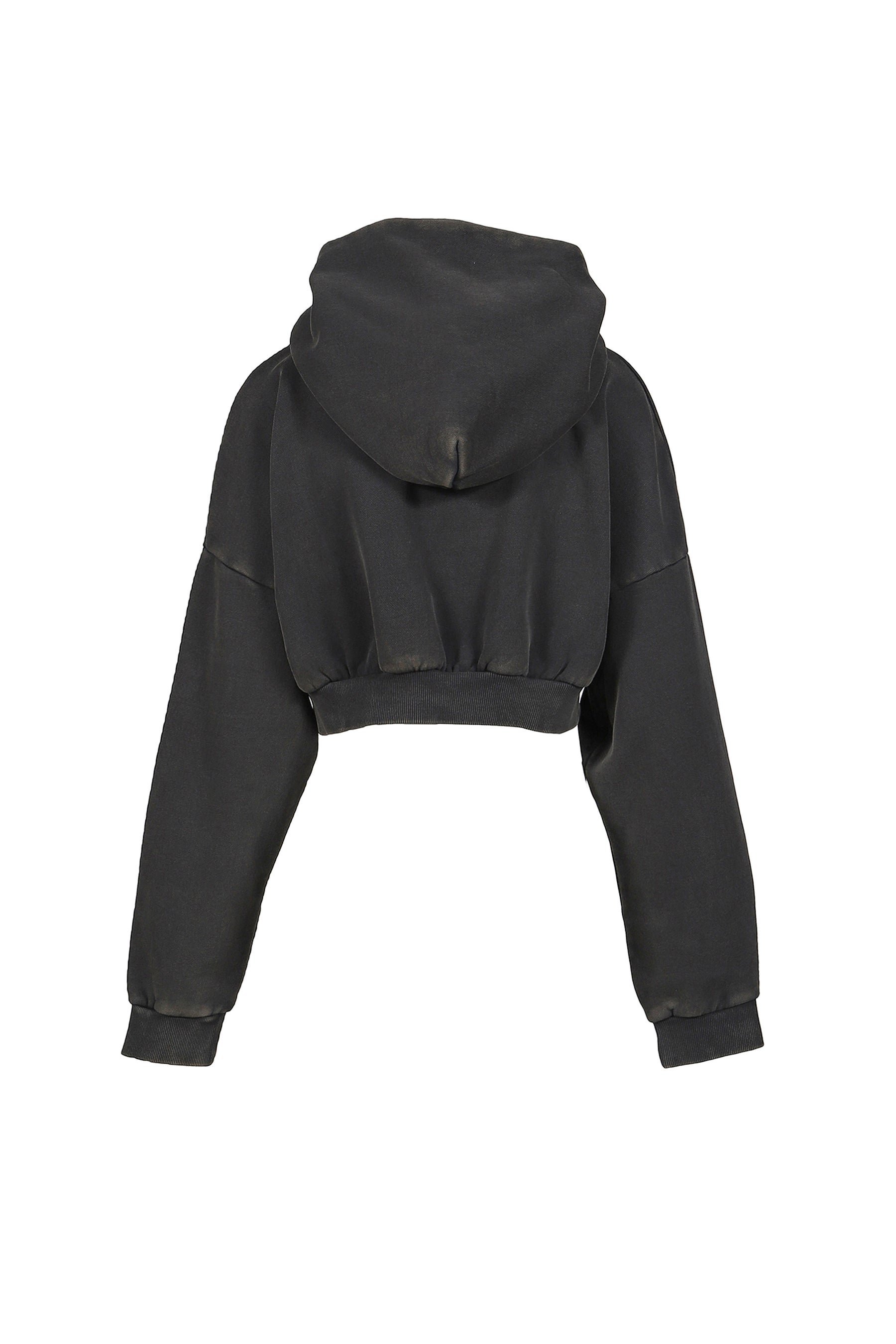 CROPPED HEAVY HOOD / WASHEDBLK