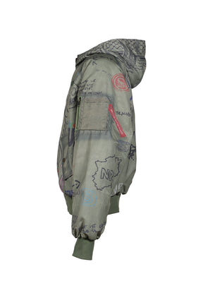 REVERSIBLE SKETCH BOMBER / GRN