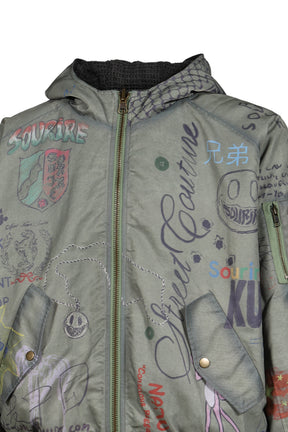 REVERSIBLE SKETCH BOMBER / GRN