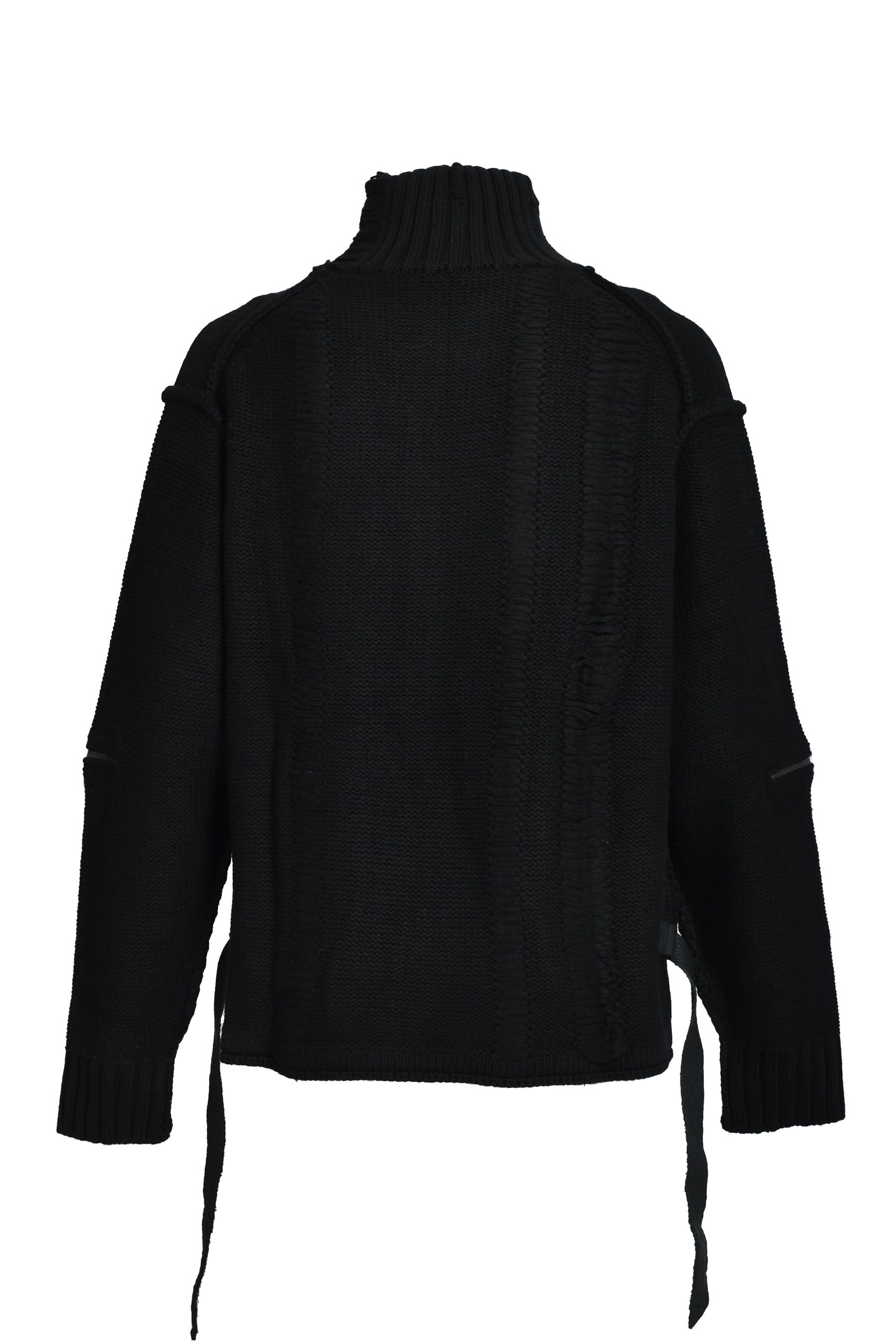 DAMAGE STRIPE KNIT CROPPED JACKET / BLK