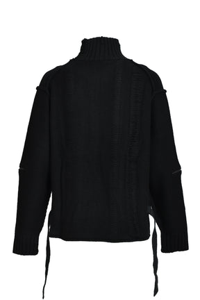 DAMAGE STRIPE KNIT CROPPED JACKET / BLK