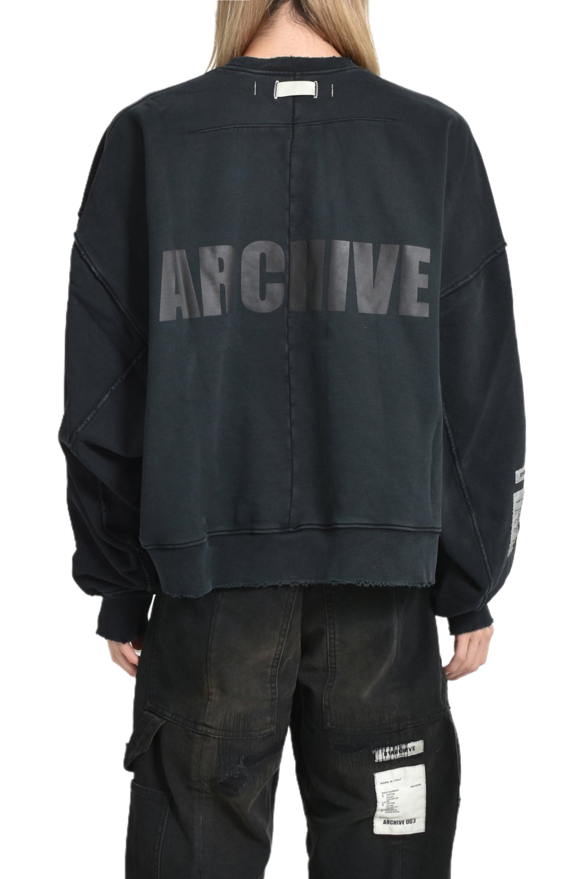 L/S OVERSIZED CREWNECK / STONEWASH BLK