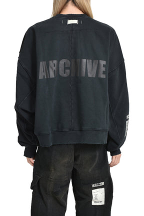 L/S OVERSIZED CREWNECK / STONEWASH BLK