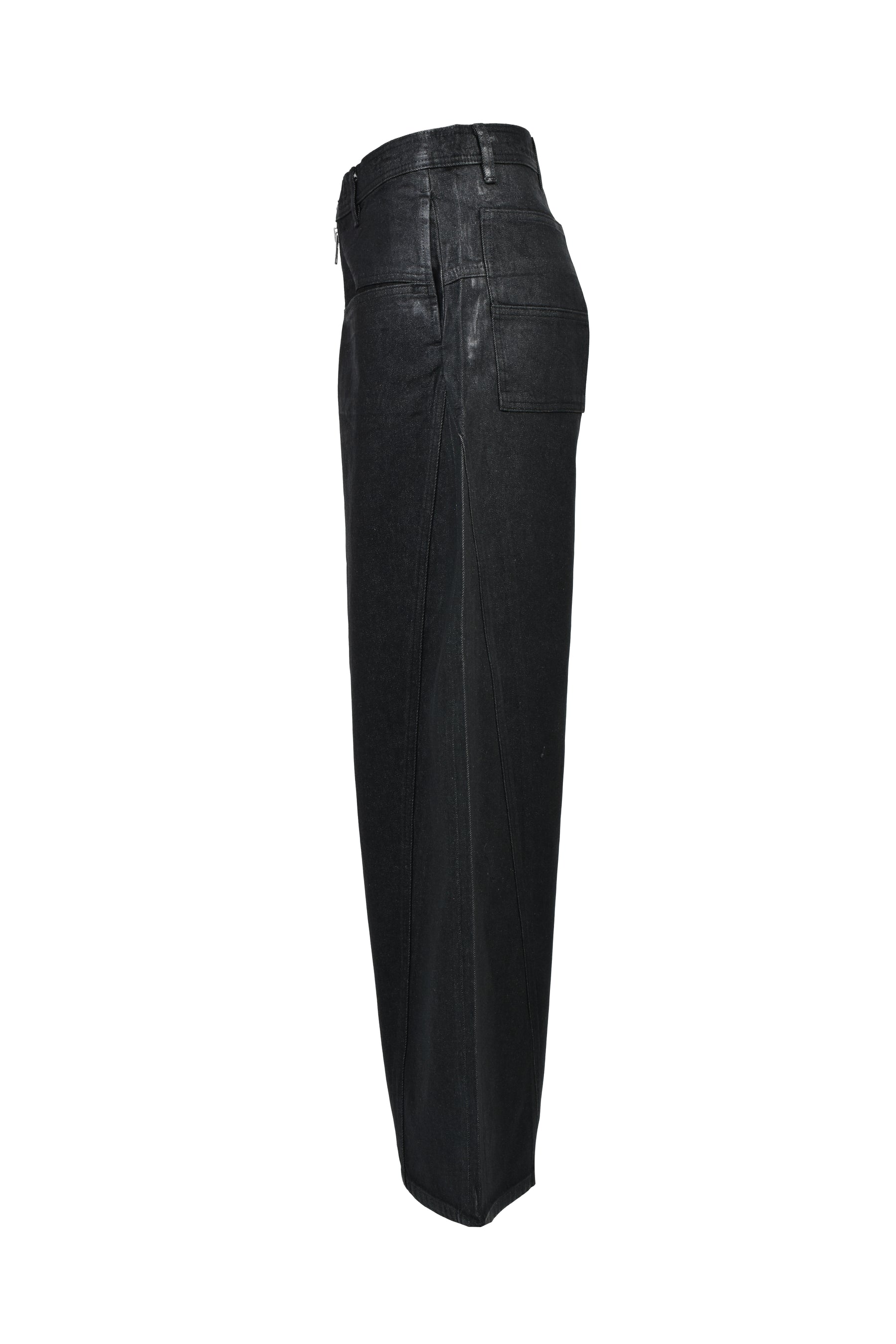 FRONT ZIP BAGGY / WAXED BLK