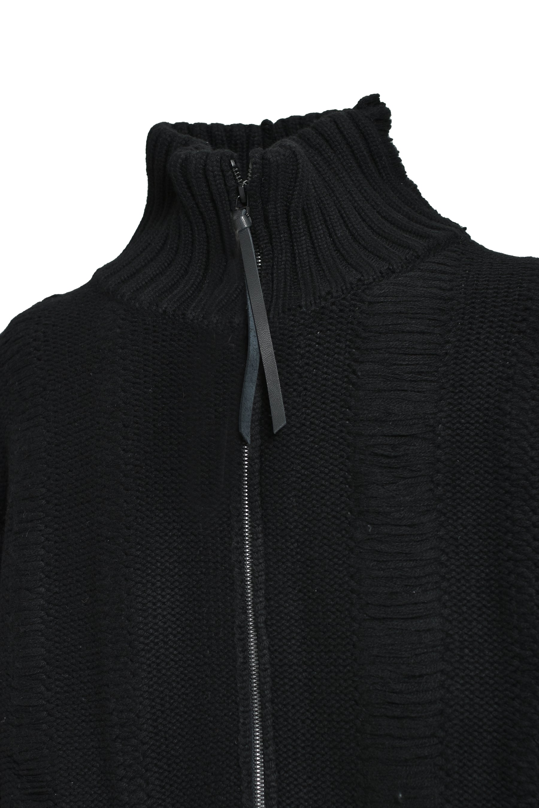 DAMAGE STRIPE KNIT CROPPED JACKET / BLK