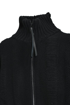 DAMAGE STRIPE KNIT CROPPED JACKET / BLK