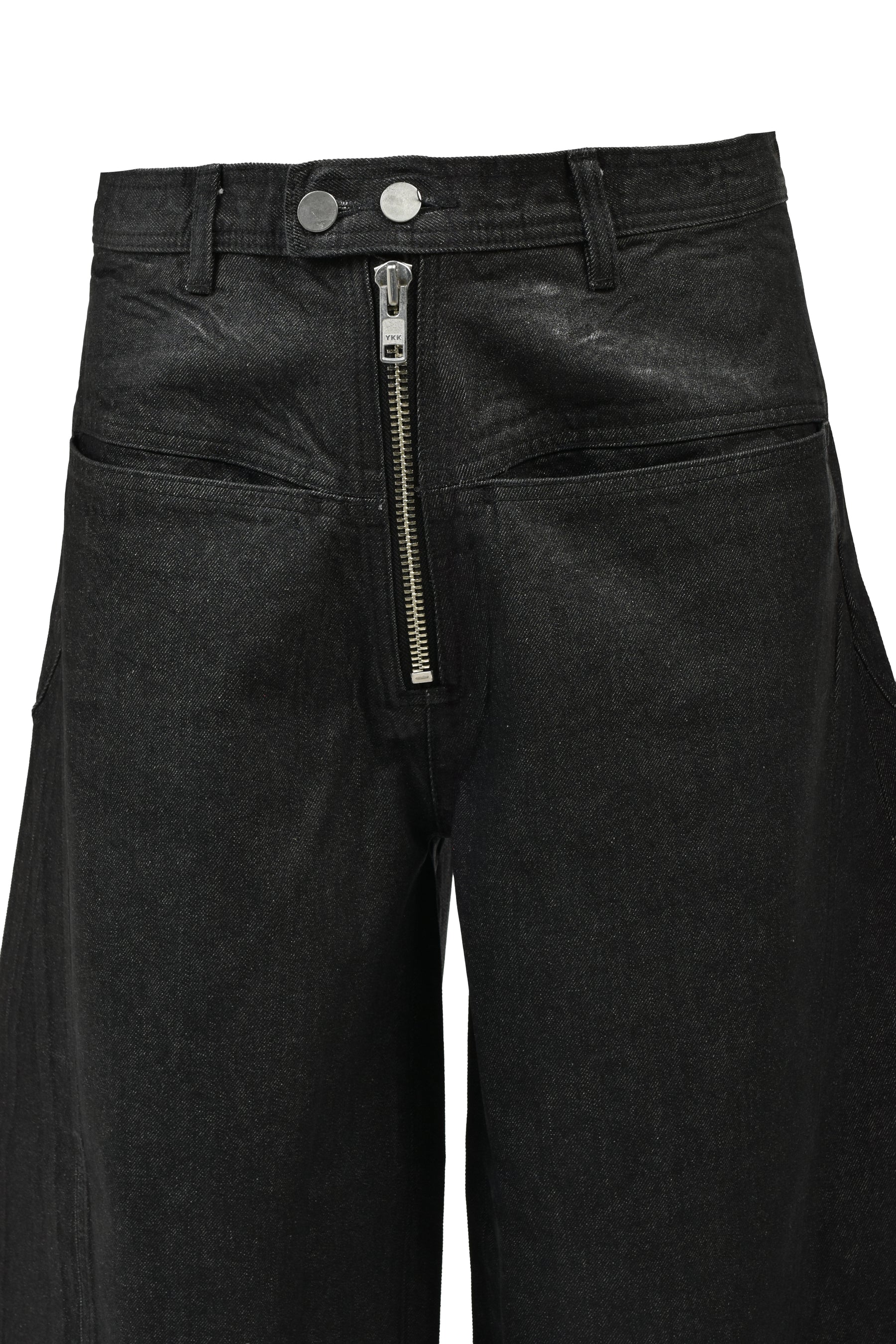 FRONT ZIP BAGGY / WAXED BLK