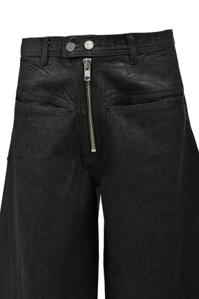 FRONT ZIP BAGGY / WAXED BLK