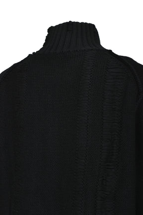 DAMAGE STRIPE KNIT CROPPED JACKET / BLK