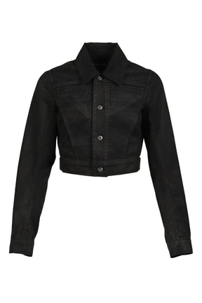 WAXED CROPPED DENIM JACKET / BLK