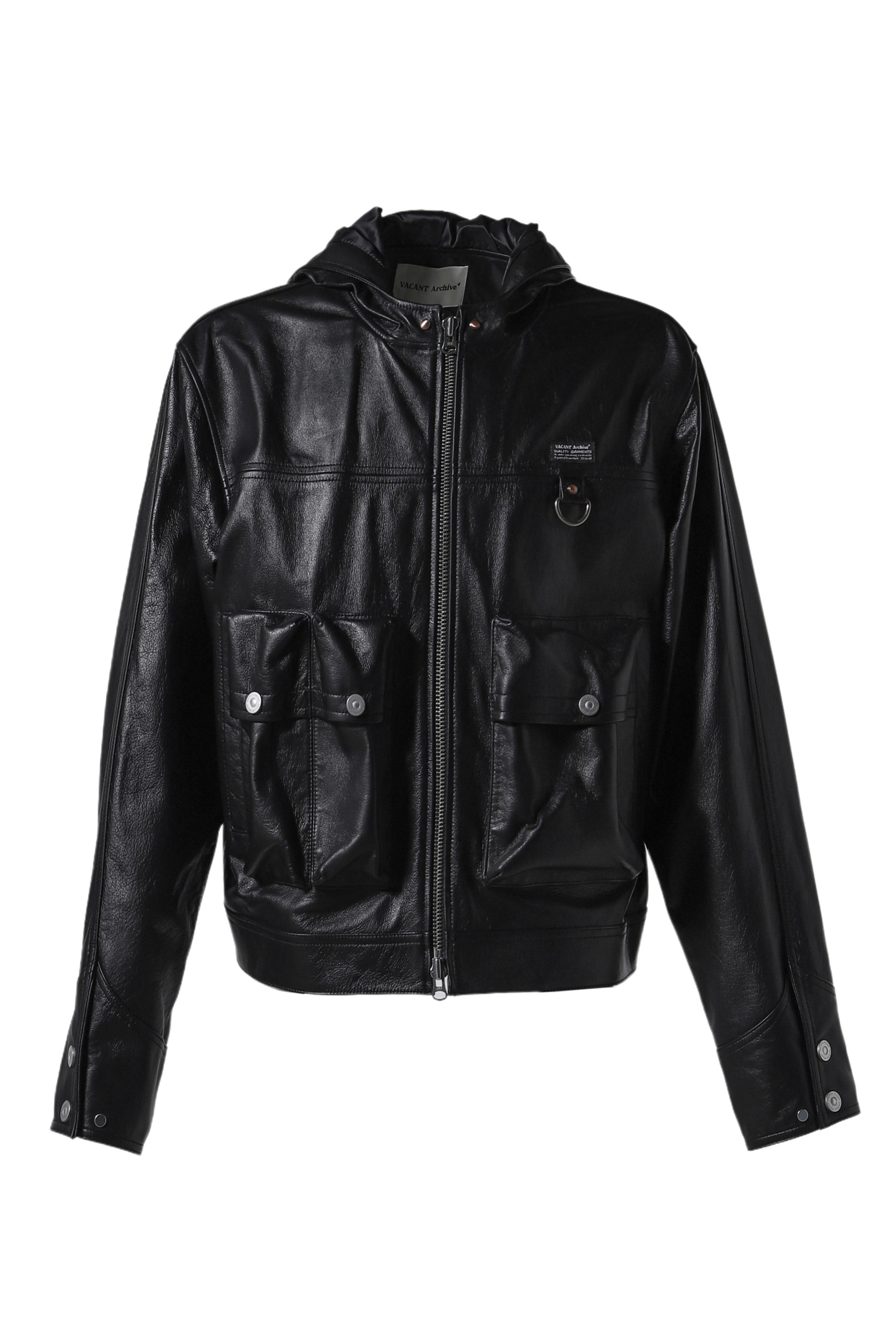 EILISH CARGO HOOD JACKET_LEATHER / BLK