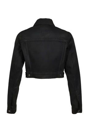 WAXED CROPPED DENIM JACKET / BLK