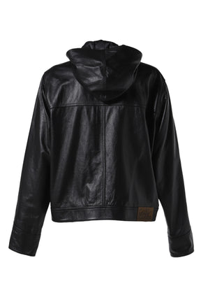 EILISH CARGO HOOD JACKET_LEATHER / BLK