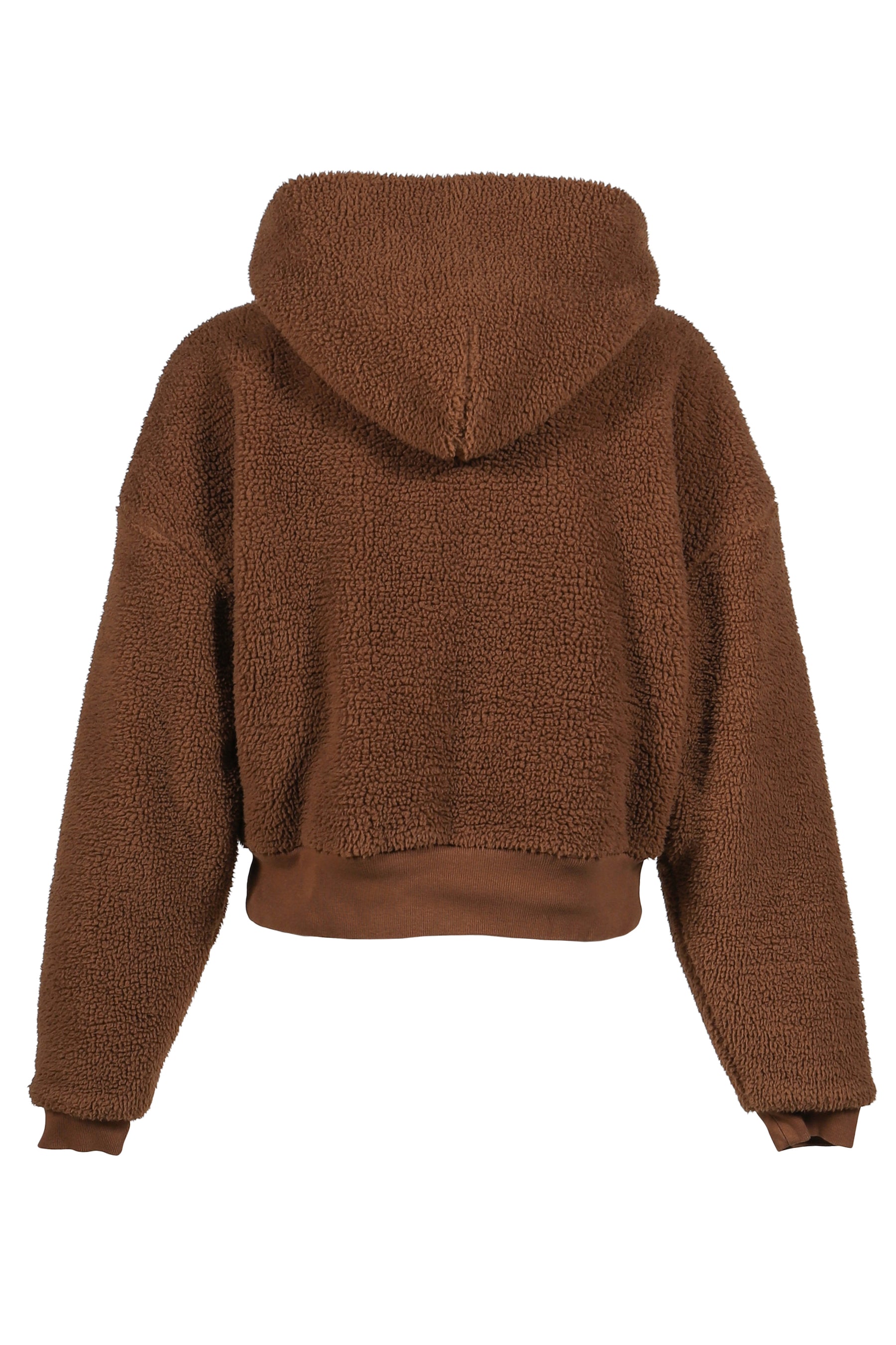 TERRY FLEECE ZIPPED HOODIE KNIT / BRW