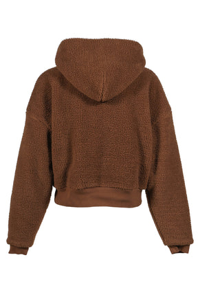 TERRY FLEECE ZIPPED HOODIE KNIT / BRW