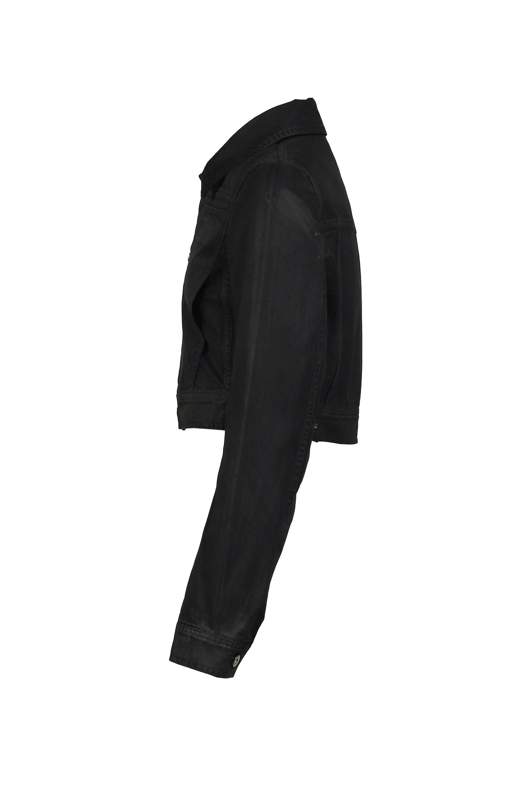 WAXED CROPPED DENIM JACKET / BLK