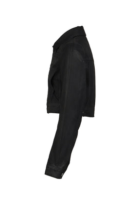 WAXED CROPPED DENIM JACKET / BLK