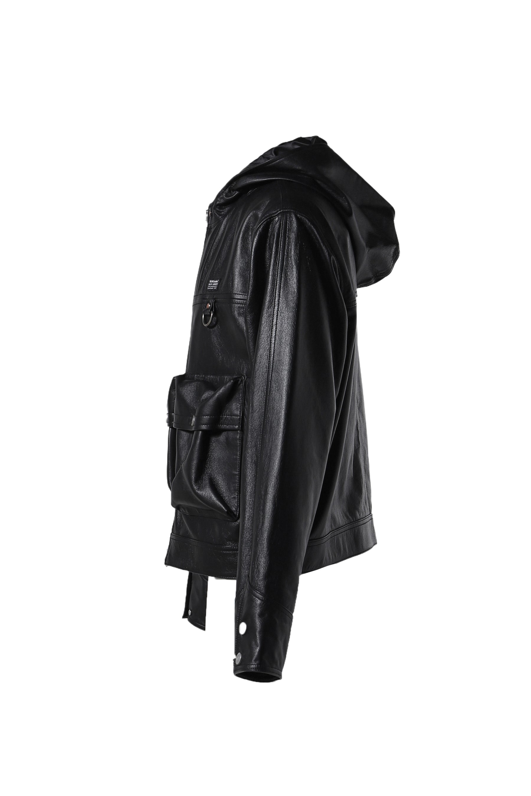 EILISH CARGO HOOD JACKET_LEATHER / BLK