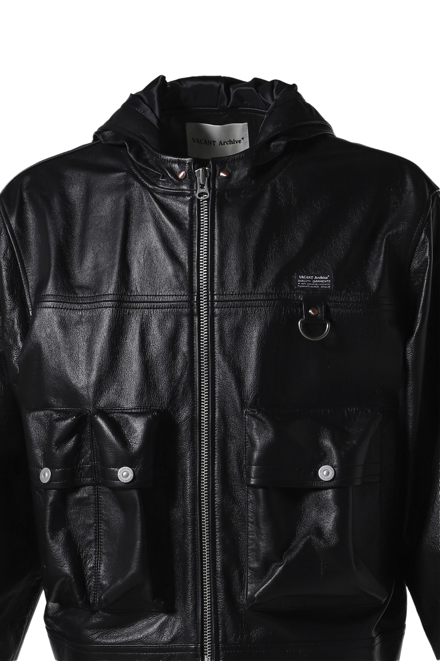 EILISH CARGO HOOD JACKET_LEATHER / BLK