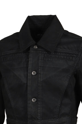 WAXED CROPPED DENIM JACKET / BLK