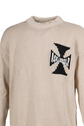 ASKYURSELF アスクユアセルフ FW25 RIDER CROSS KNIT / ECRU - NUBIAN