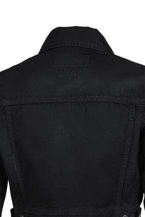 WAXED CROPPED DENIM JACKET / BLK