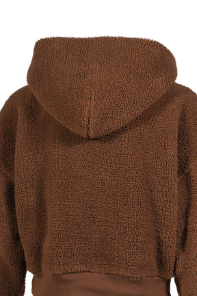 TERRY FLEECE ZIPPED HOODIE KNIT / BRW