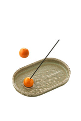 INCENSE HOLDER (HASAMIYAKI) - ASH GRAZED PEAR / MULTI 