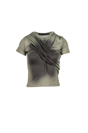 GATHERED HOODIE JERSEY TOP / KHA