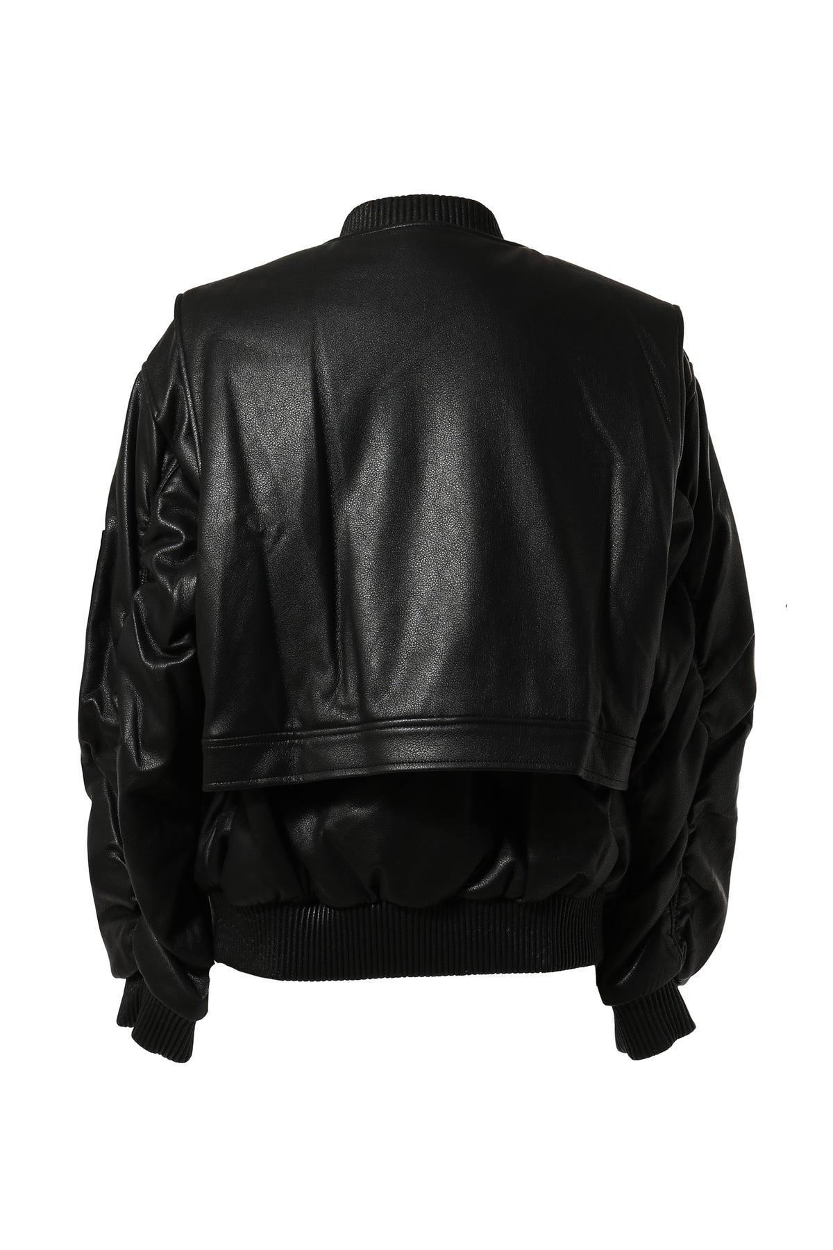 2 IN 1 BOMBER JACKET IN PU LEATHER / BLK