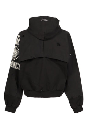 PARIS RECONSTRUCTED FOLDED ZIP HOODIE / BLK