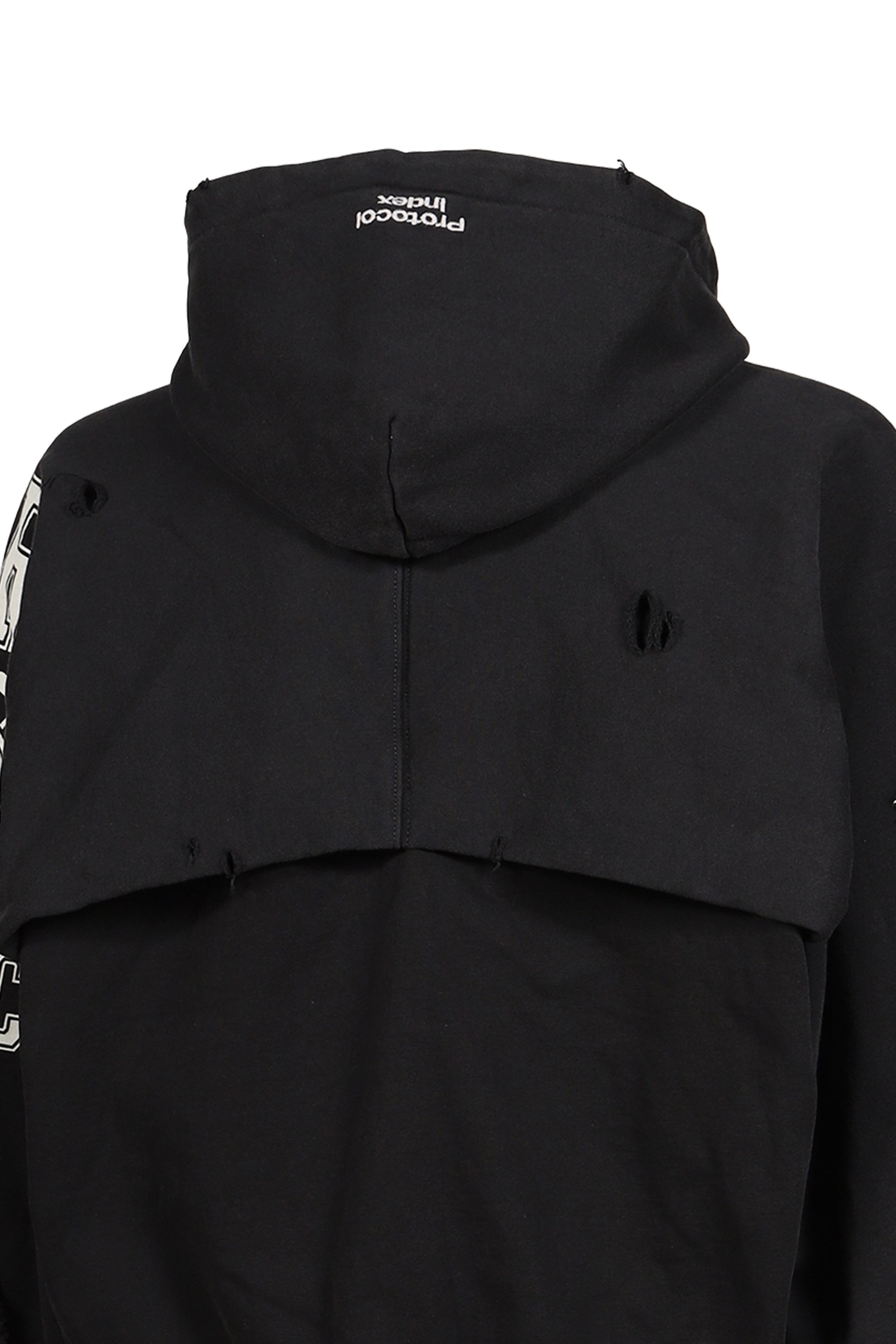 PARIS RECONSTRUCTED FOLDED ZIP HOODIE / BLK