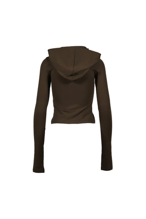 GATHERED HOODIE JERSEY TOP / KHA