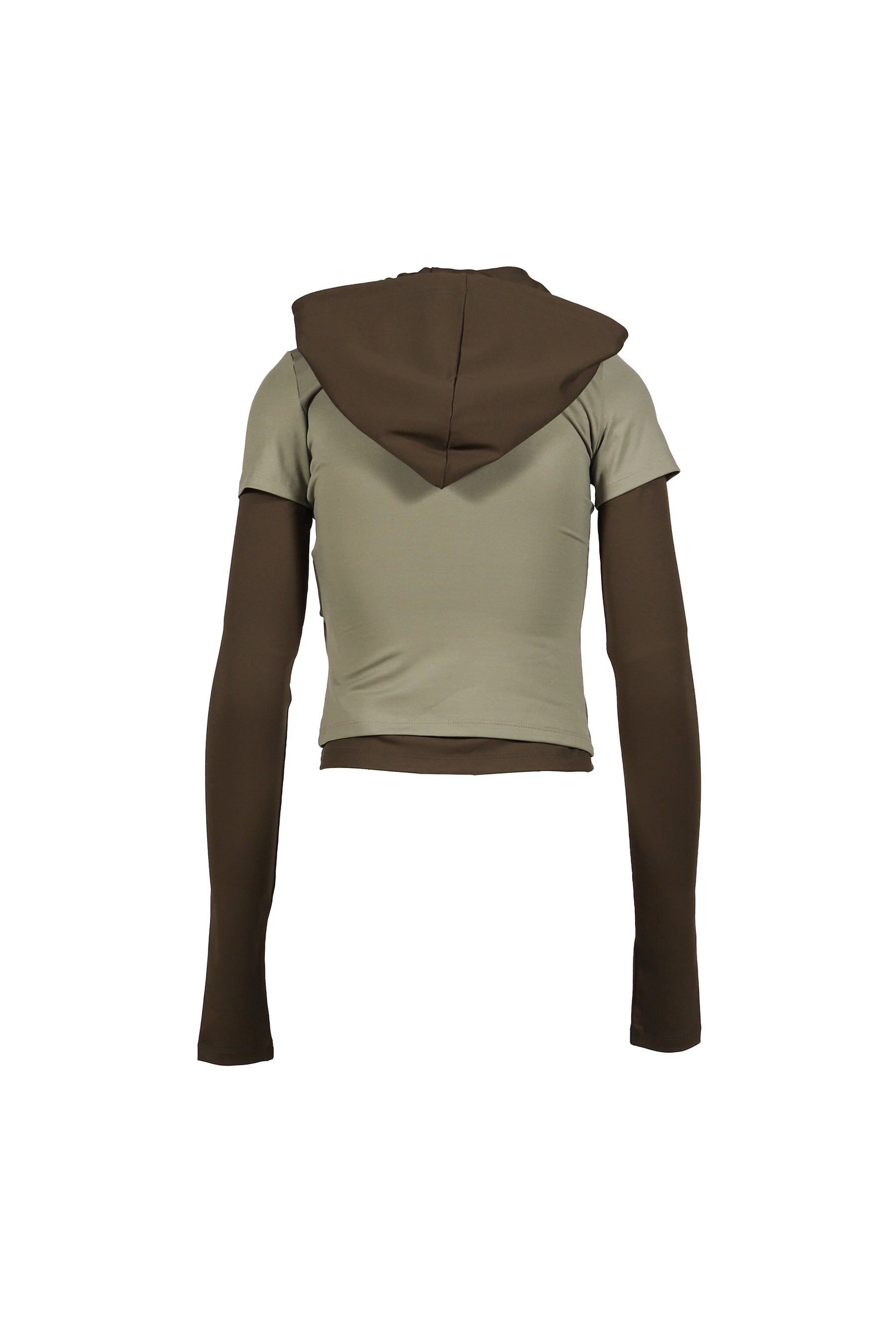 GATHERED HOODIE JERSEY TOP / KHA