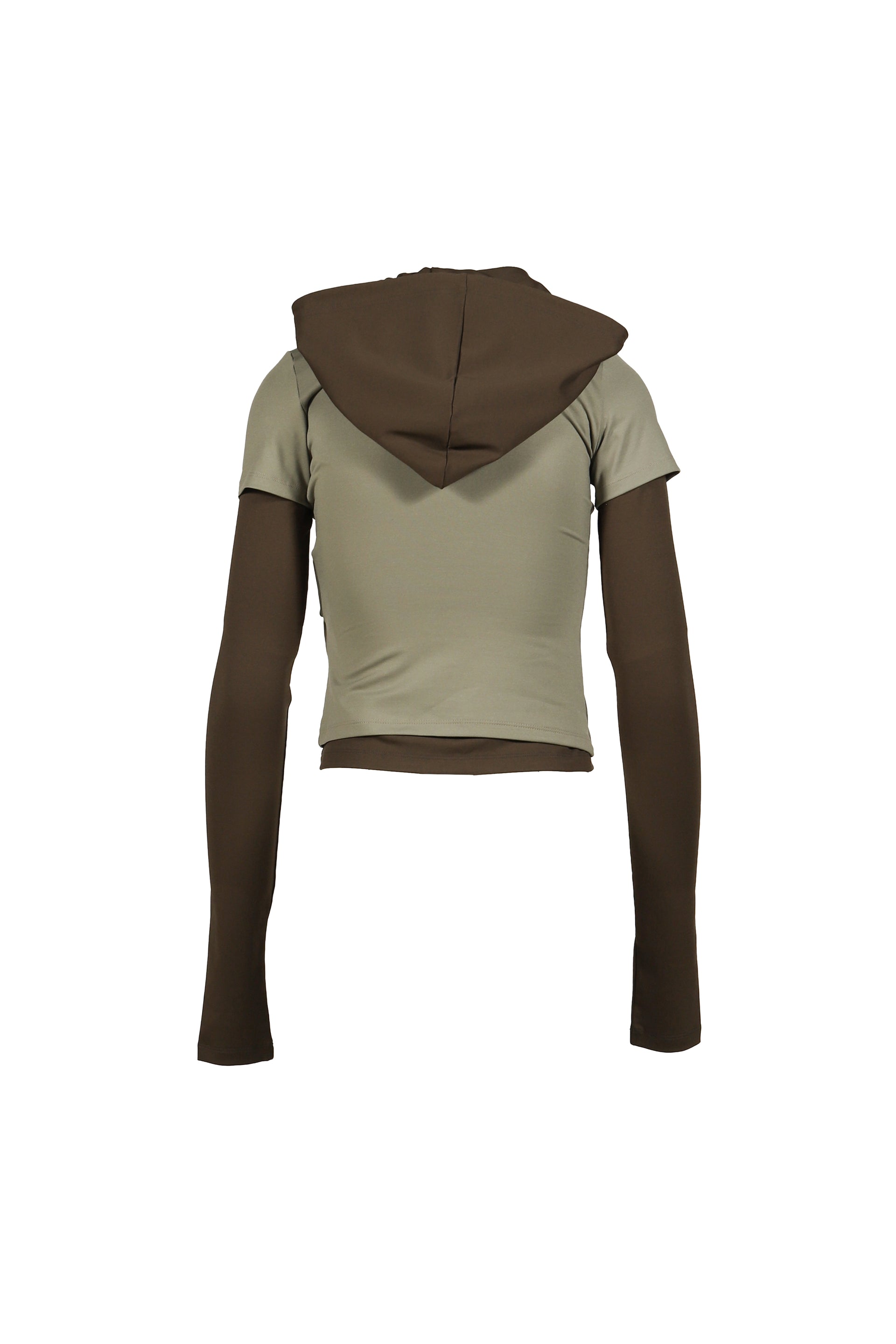 GATHERED HOODIE JERSEY TOP / KHA