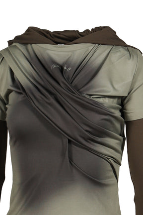 GATHERED HOODIE JERSEY TOP / KHA