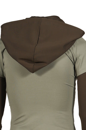 GATHERED HOODIE JERSEY TOP / KHA