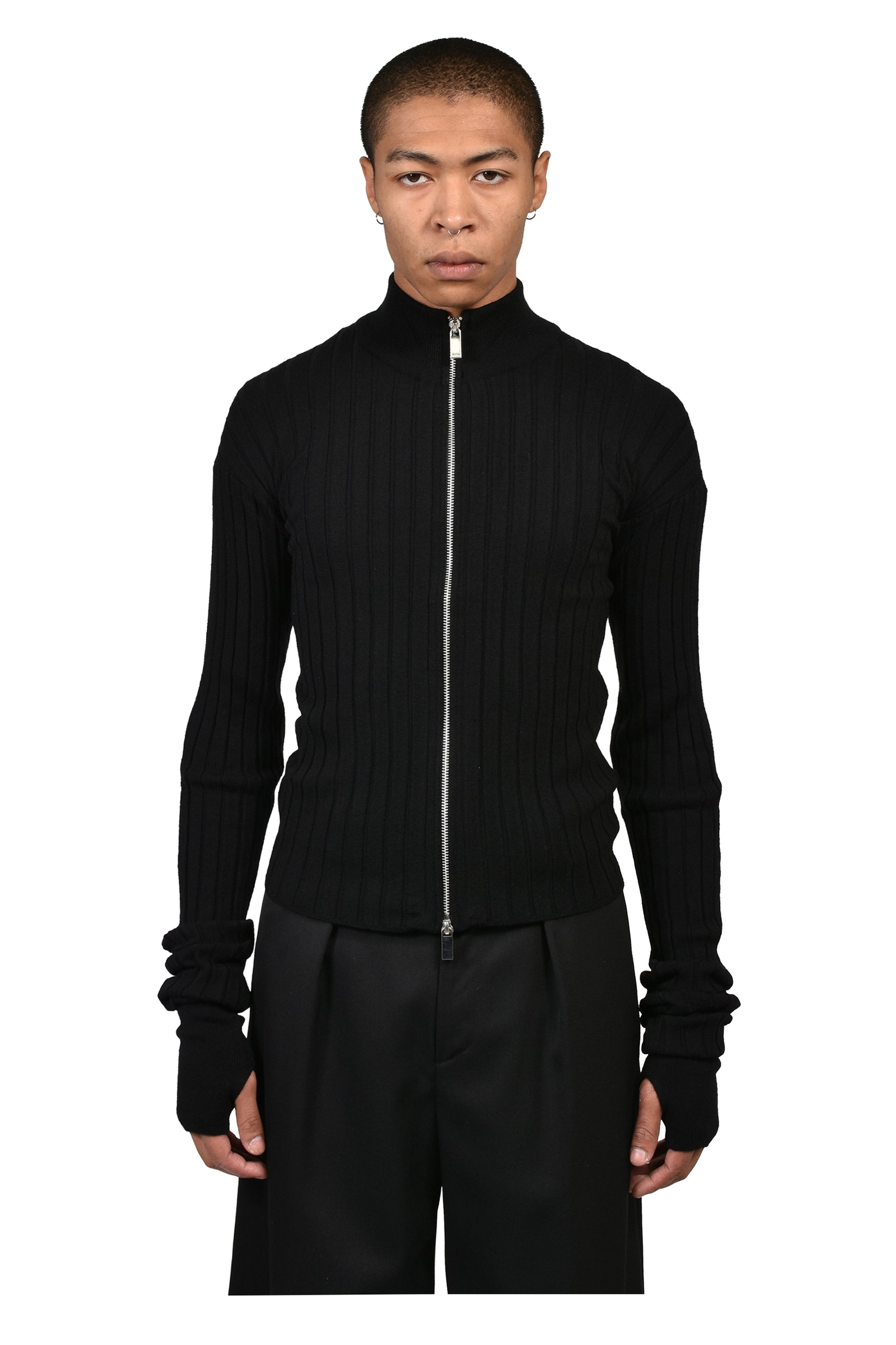 LAYERED DRIVERS RIB KNIT / BLK