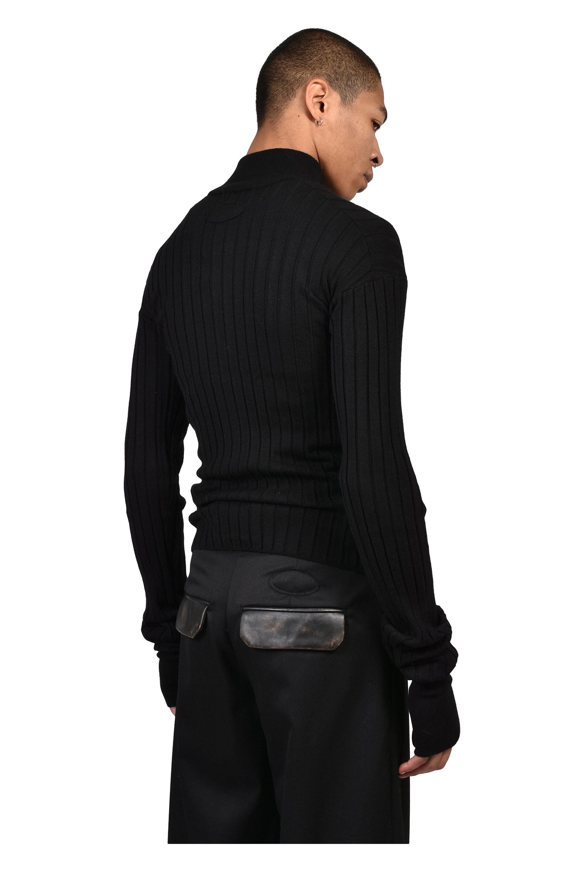 LAYERED DRIVERS RIB KNIT / BLK