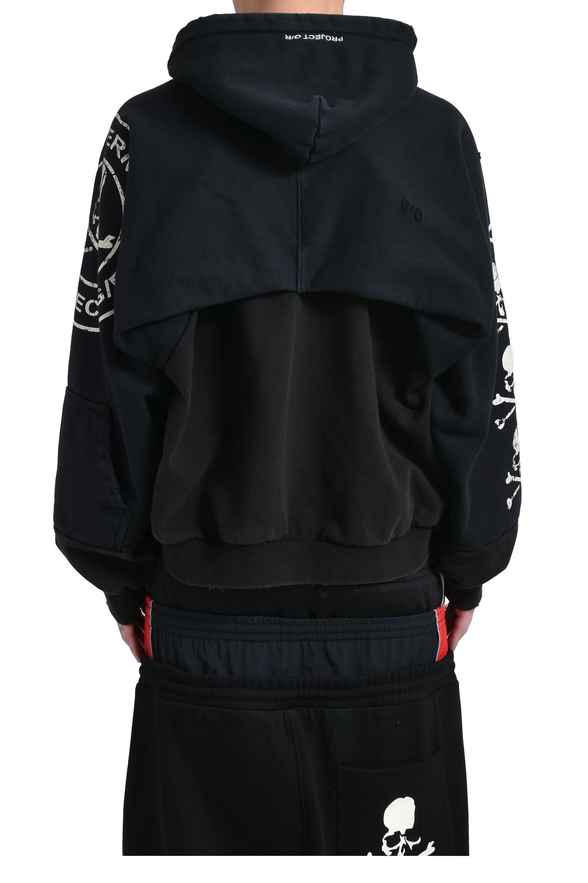 RECONSTRUCTED FOLDED HOOD ZIP / BLK