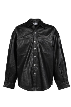 BIG LEATHER SHIRT / BLK