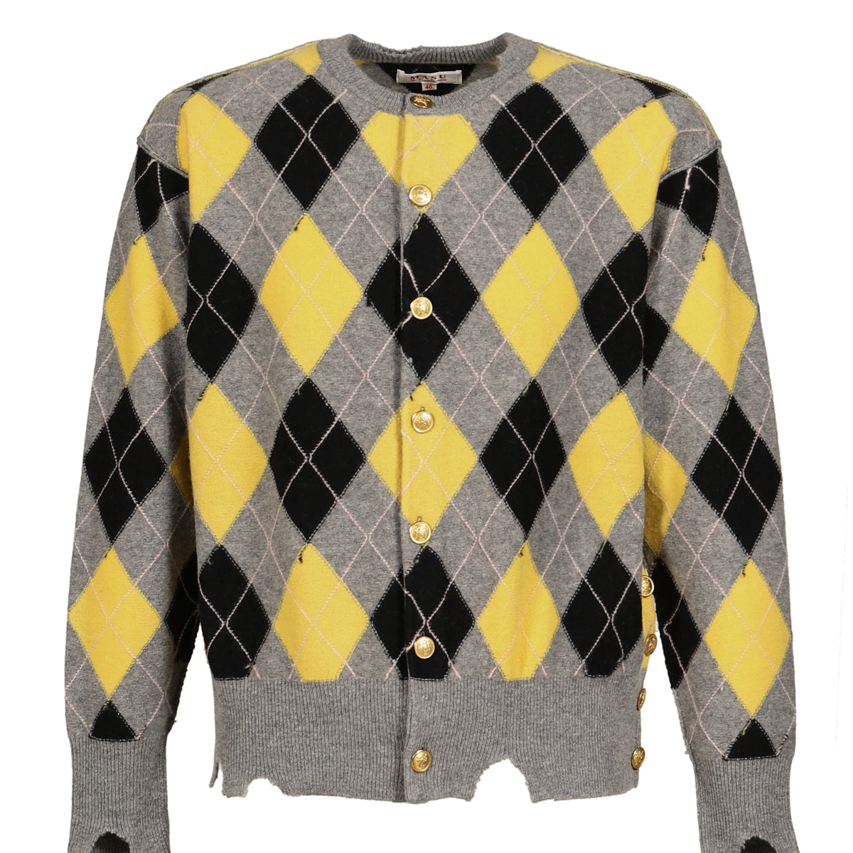MASU エムエーエスユー FW26 DIAMOND SCRAPED CARDIGAN / LEMON